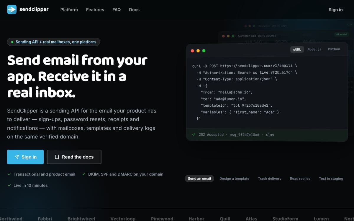 Screenshot of SendClipper